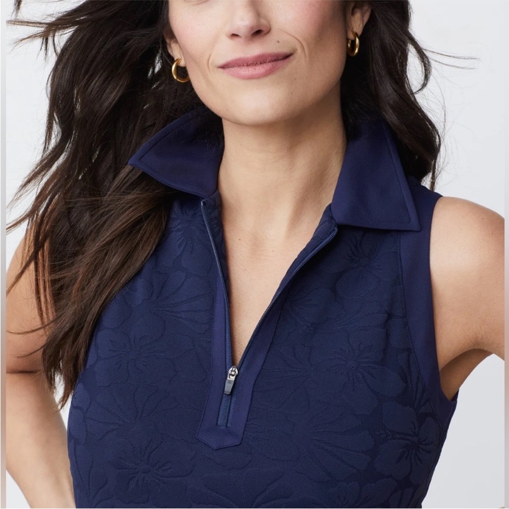 J. McLaughlin Daffy Dress in Beach Blossom Jacquard Navy